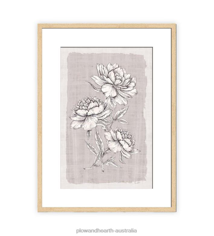 Plow & Hearth Botanical Linen II Framed Wall Art Painting P22BD2515 Houseware