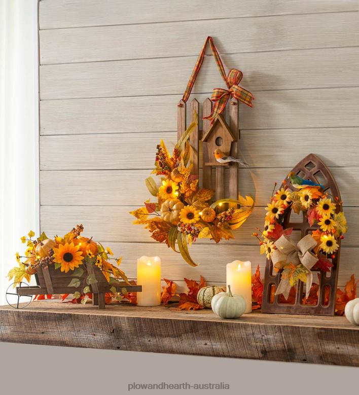 Plow & Hearth Light- Up Fence and Birdhouse Harvest Wall Art P22BD2337 Houseware