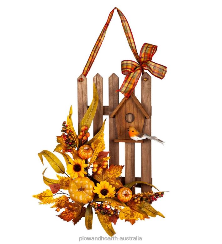 Plow & Hearth Light- Up Fence and Birdhouse Harvest Wall Art P22BD2337 Houseware