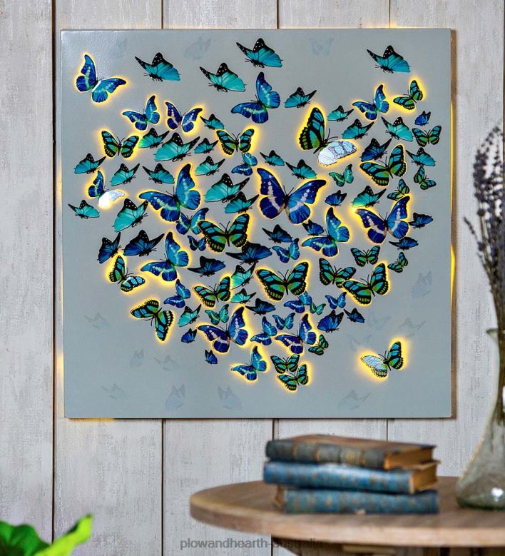 Plow & Hearth Lighted Metallic Butterfly Wall Art P22BD2421 Houseware