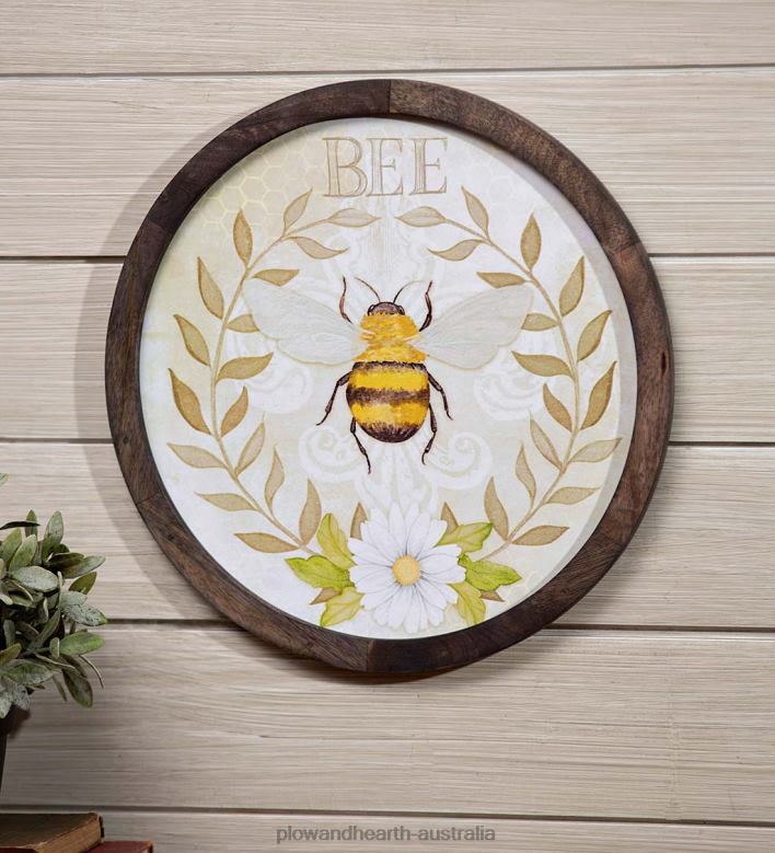 Plow & Hearth Mango Wood Bumblebee Wall Art P22BD2454 Houseware