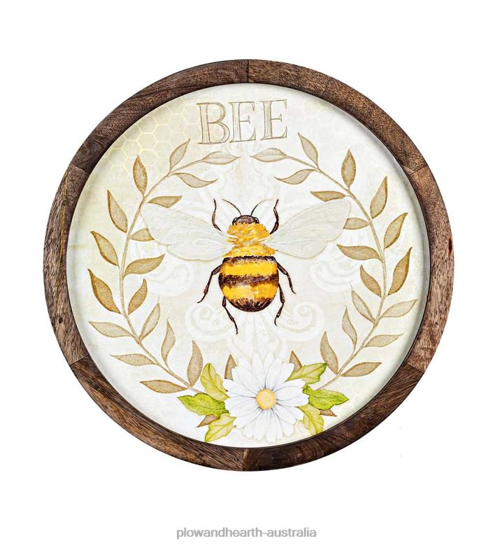 Plow & Hearth Mango Wood Bumblebee Wall Art P22BD2454 Houseware