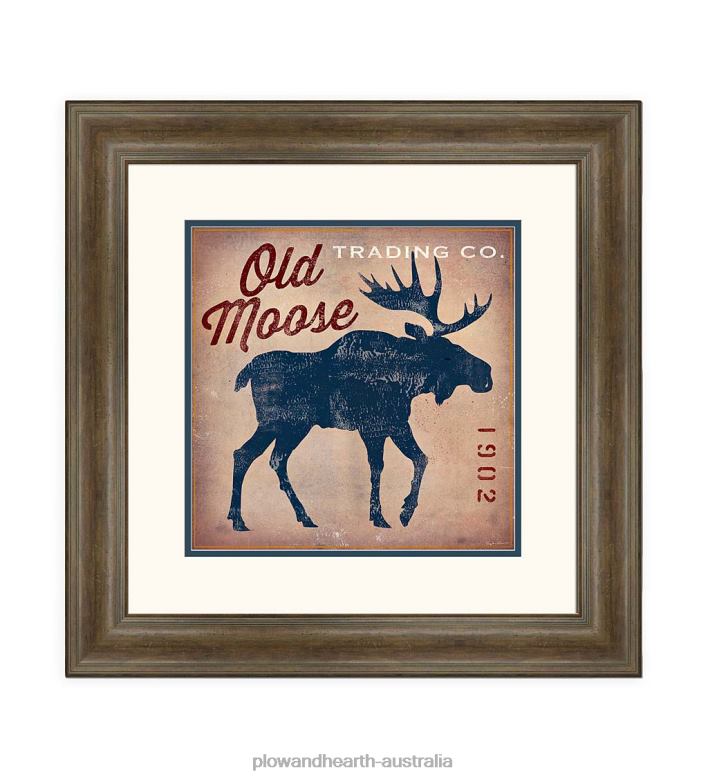 Plow & Hearth Old Moose Trading Framed Wall Art P22BD2531 Houseware