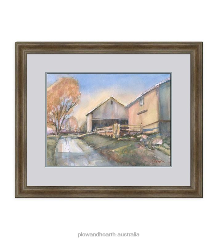 Plow & Hearth Somers Farm Scene Framed Wall Art Painting P22BD2513 Houseware