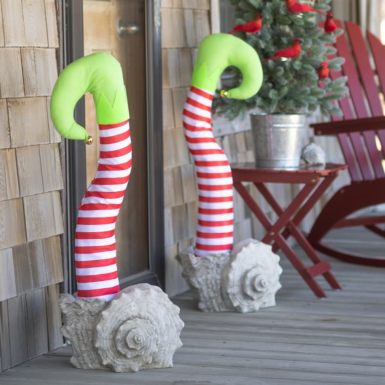 Plow & Hearth Holiday Striped Elf Legs, Set of 2 P22BD1738 Houseware