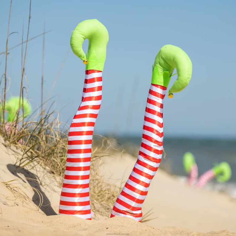 Plow & Hearth Holiday Striped Elf Legs, Set of 2 P22BD1738 Houseware