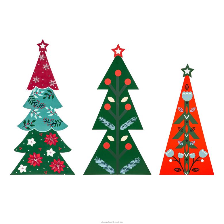 Plow & Hearth Wooden Nordic Holiday Trees, Set of 3 P22BD1718 Houseware