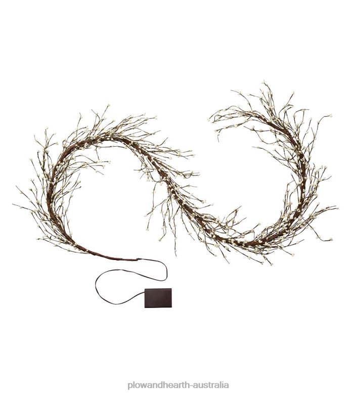 Plow & Hearth Battery Operated Lighted Holiday Garland - White P22BD1694 Houseware