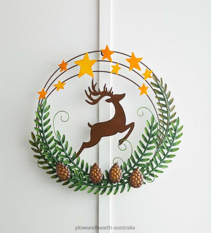 Plow & Hearth Deer and Stars Metal Wreath P22BD1708 Houseware