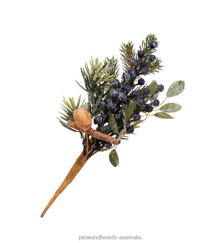 Plow & Hearth Frosted Blueberry Holiday Spray Pick P22BD1710 Houseware