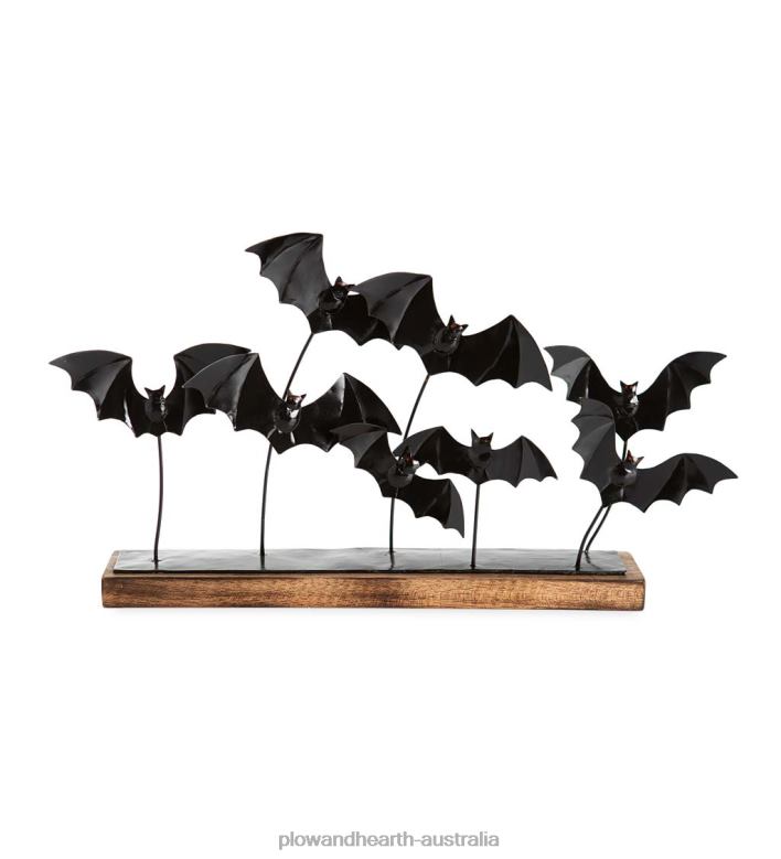Plow & Hearth Handmade Halloween Bat Metal Centerpiece Accent P22BD1715 Houseware