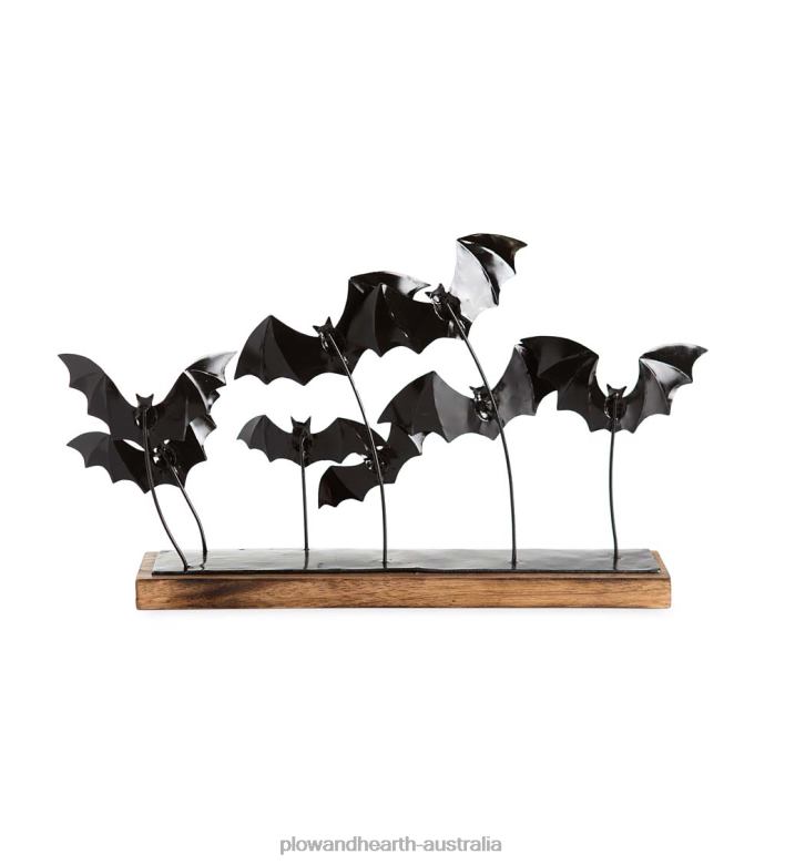 Plow & Hearth Handmade Halloween Bat Metal Centerpiece Accent P22BD1715 Houseware