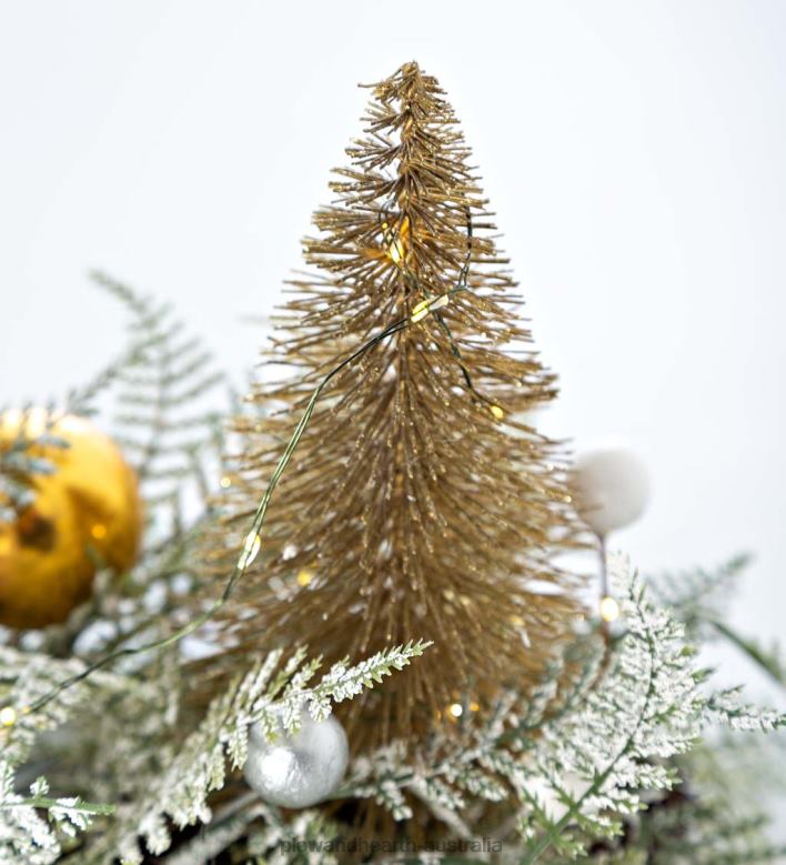 Plow & Hearth Lighted Holiday Centerpiece with Bottle Brush Trees P22BD1706 Houseware