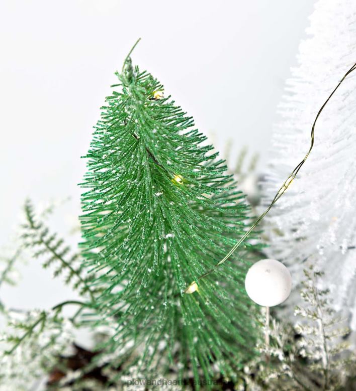 Plow & Hearth Lighted Holiday Centerpiece with Bottle Brush Trees P22BD1706 Houseware