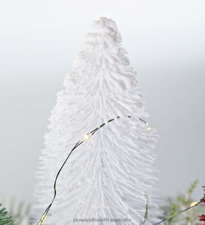 Plow & Hearth Lighted Holiday Centerpiece with Bottle Brush Trees P22BD1706 Houseware