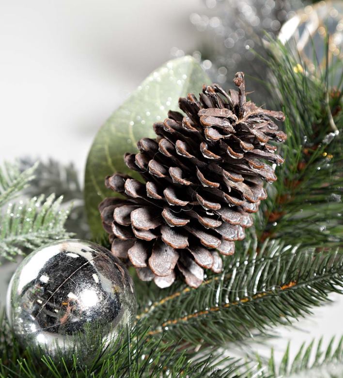 Plow & Hearth Lighted Silver Evergreen Holiday Garland P22BD1707 Houseware