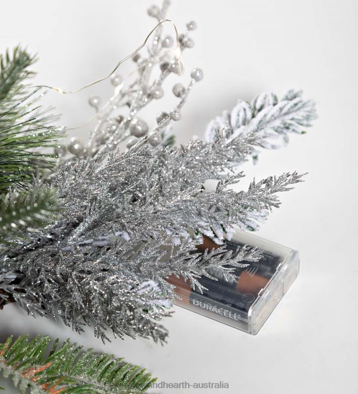 Plow & Hearth Lighted Silver Evergreen Holiday Garland P22BD1707 Houseware