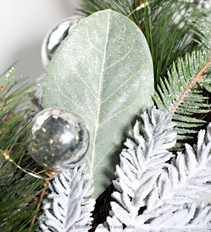 Plow & Hearth Lighted Silver Evergreen Holiday Garland P22BD1707 Houseware