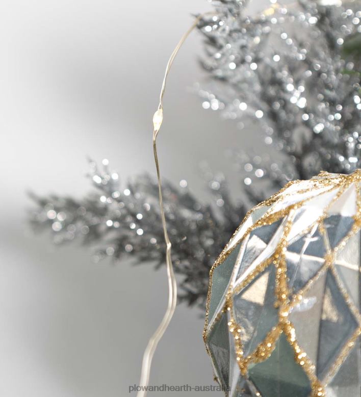 Plow & Hearth Lighted Silver Evergreen Holiday Garland P22BD1707 Houseware