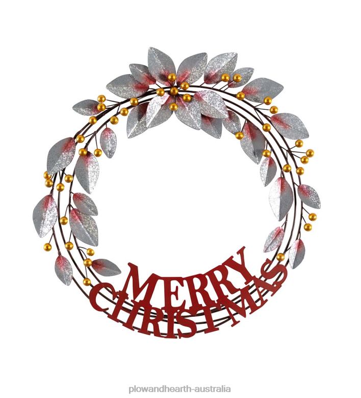 Plow & Hearth Merry Christmas Metal Wreath P22BD1703 Houseware