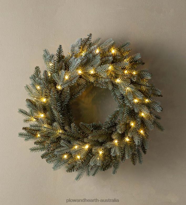 Plow & Hearth Misty Pine Lighted Holiday Wreath P22BD1709 Houseware