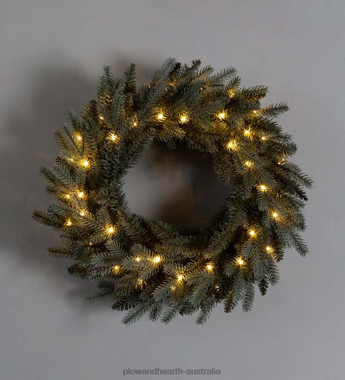 Plow & Hearth Misty Pine Lighted Holiday Wreath P22BD1709 Houseware