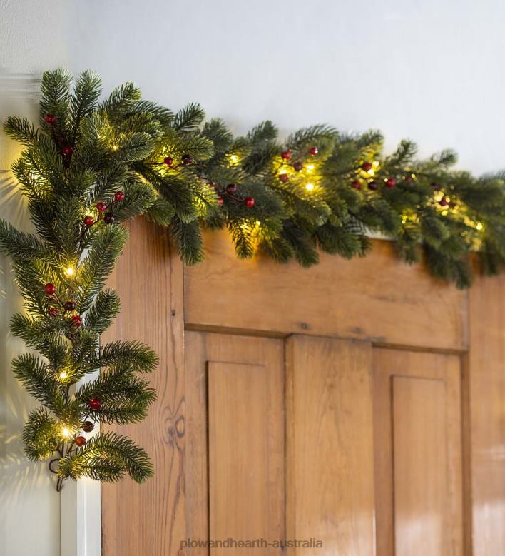 Plow & Hearth Wintergreen Lighted Holiday Garland P22BD1705 Houseware