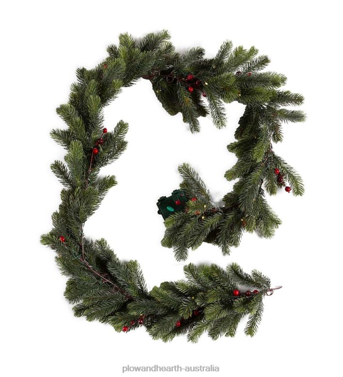 Plow & Hearth Wintergreen Lighted Holiday Garland P22BD1705 Houseware