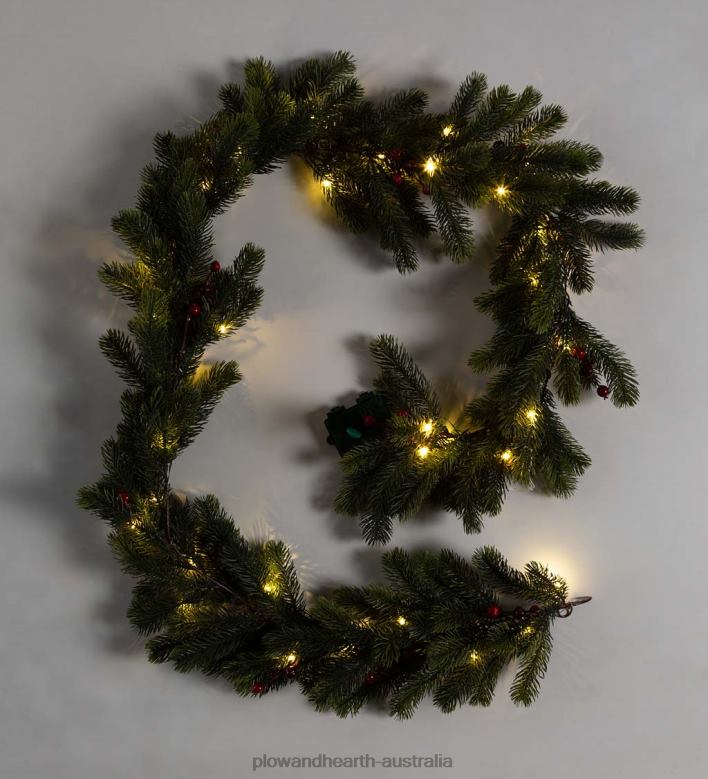 Plow & Hearth Wintergreen Lighted Holiday Garland P22BD1705 Houseware