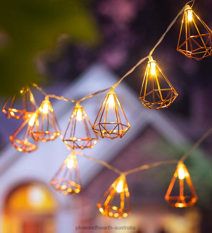 Plow & Hearth Battery-Operated Hexagon String Lights P22BD1667 Houseware