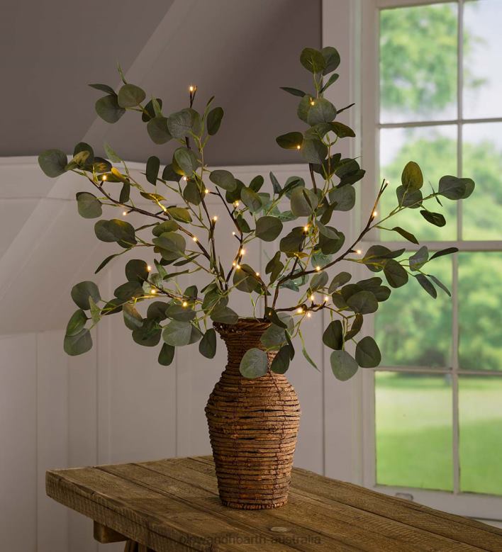 Plow & Hearth Indoor/Outdoor Battery-Operated Lighted Eucalyptus Branches, Set of 2 P22BD1677 Houseware