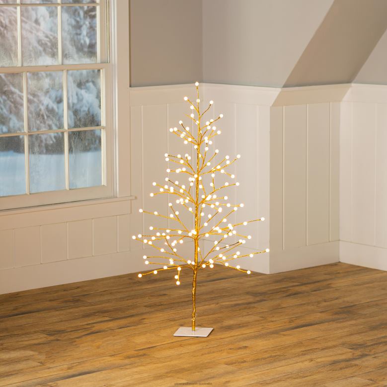 Plow & Hearth Indoor/Outdoor Gold Metallic Tree with Dual-Function Lights P22BD1673 Houseware