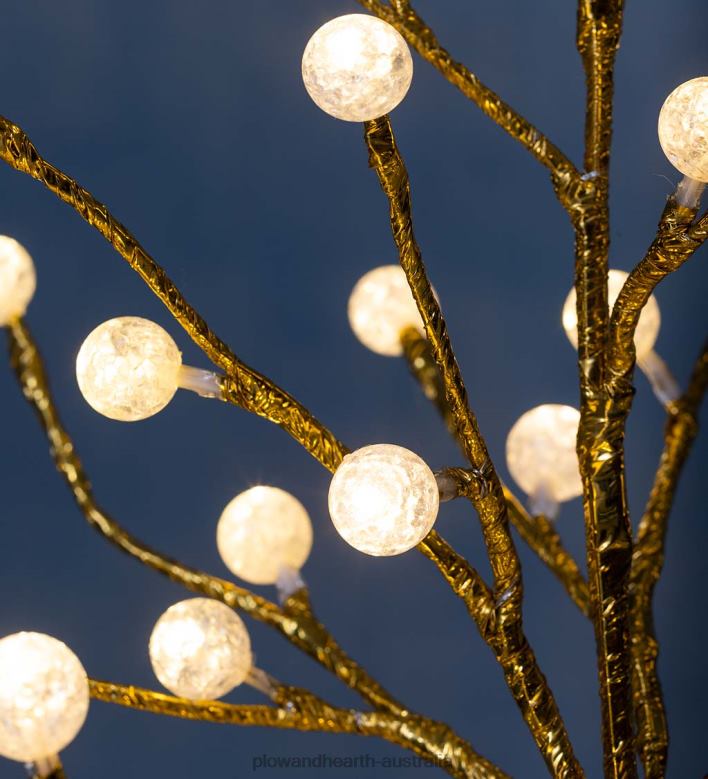 Plow & Hearth Indoor/Outdoor Gold Metallic Tree with Dual-Function Lights P22BD1673 Houseware