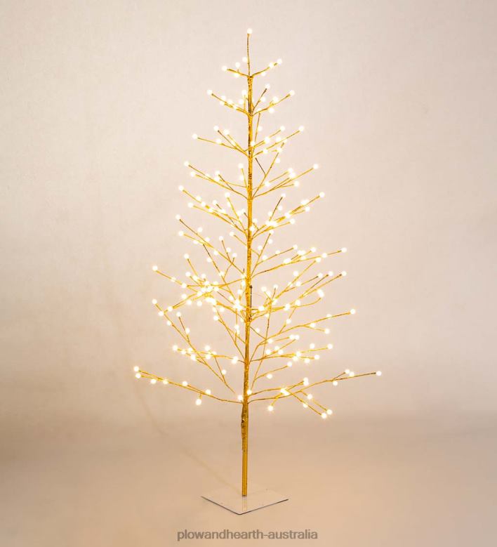 Plow & Hearth Indoor/Outdoor Gold Metallic Tree with Dual-Function Lights P22BD1673 Houseware