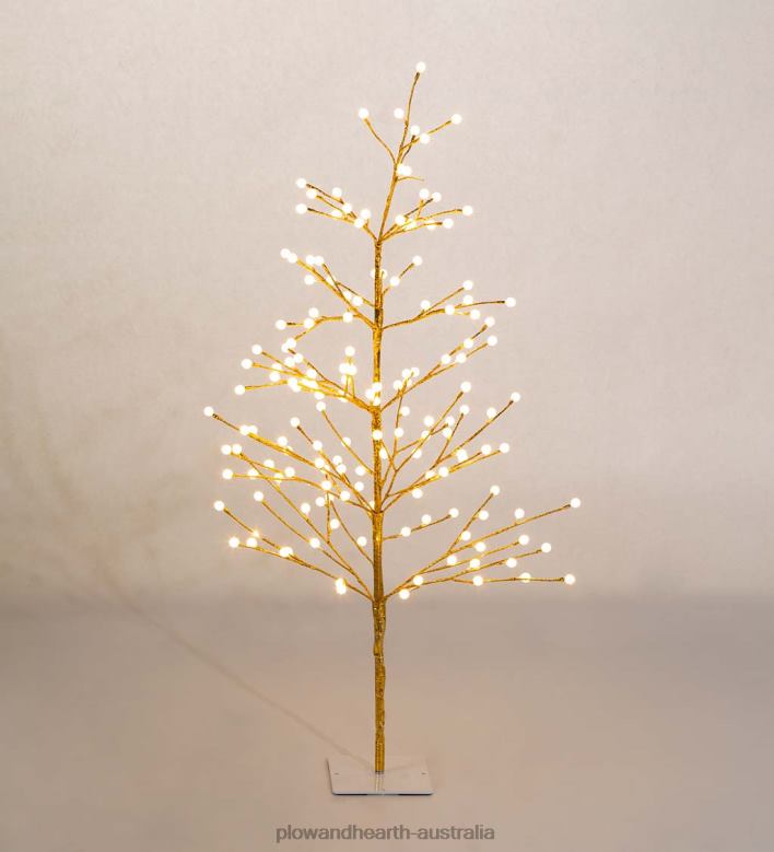 Plow & Hearth Indoor/Outdoor Gold Metallic Tree with Dual-Function Lights P22BD1673 Houseware