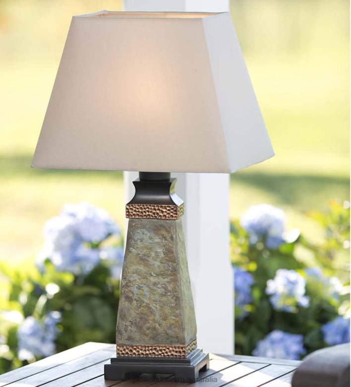 Plow & Hearth Weatherproof Slate Outdoor Table Lamp P22BD1657 Houseware