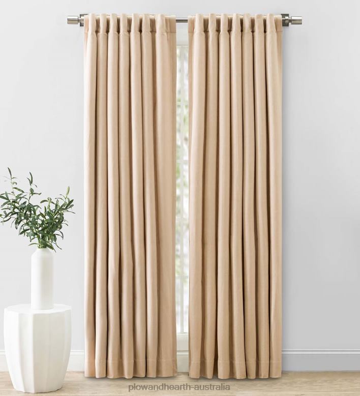 Plow & Hearth Cotton Herringbone Curtain Panel P22BD2577 Houseware