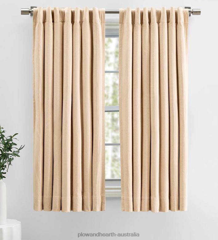 Plow & Hearth Cotton Herringbone Curtain Panel P22BD2577 Houseware