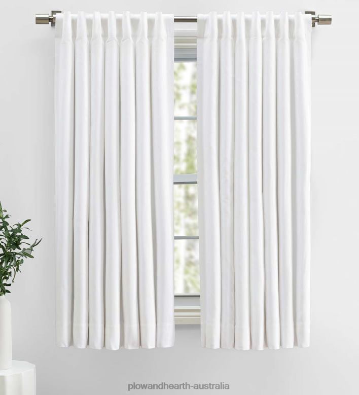 Plow & Hearth Cotton Herringbone Curtain Panel P22BD2577 Houseware