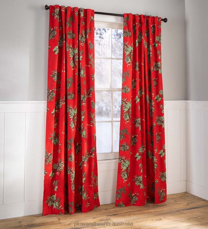 Plow & Hearth Holiday Peaceful Pine Rod Pocket/Back Tab Curtains P22BD2561 Houseware