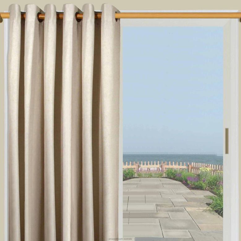 Plow & Hearth Homespun Double-Wide Grommet Top Patio Panel with Wand, 84 L x 80 W - Red P22BD3200 Houseware