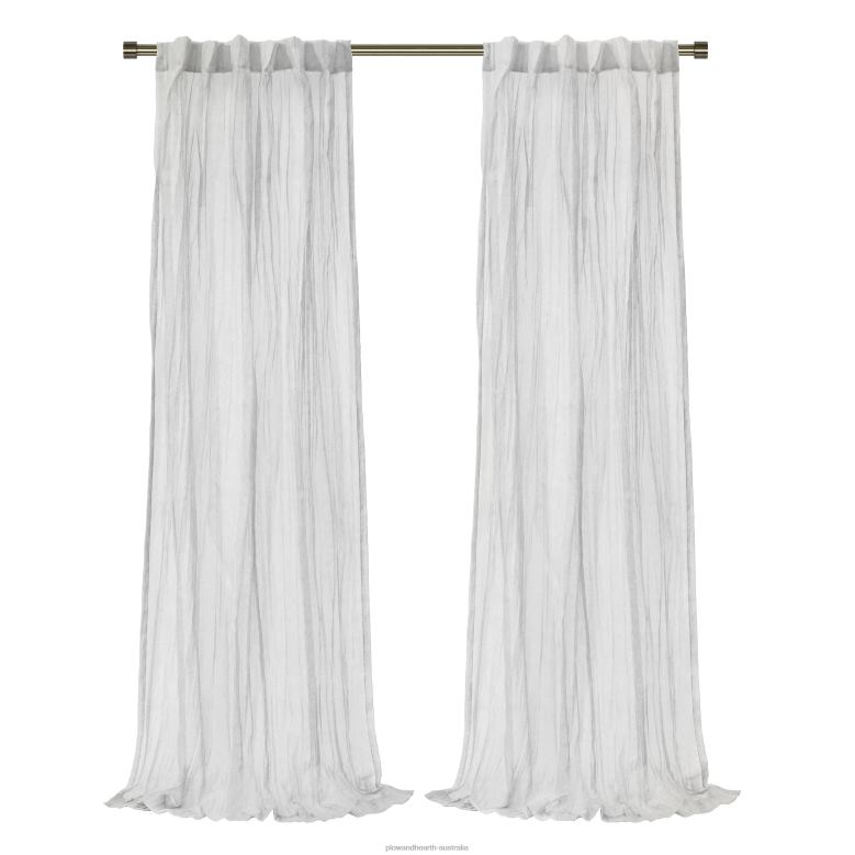 Plow & Hearth Layla Back Tab/Rod Pocket Crushed Pleated Sheer Panel - Apricot - 52x 108P22BD2606 Houseware