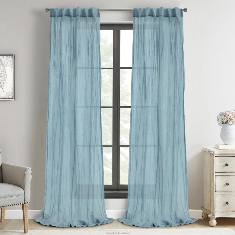 Plow & Hearth Layla Back Tab/Rod Pocket Crushed Pleated Sheer Panel - Apricot - 52x 108P22BD2606 Houseware