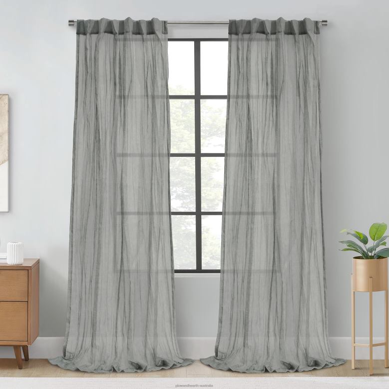 Plow & Hearth Layla Back Tab/Rod Pocket Crushed Pleated Sheer Panel - Apricot - 52x 108P22BD2606 Houseware