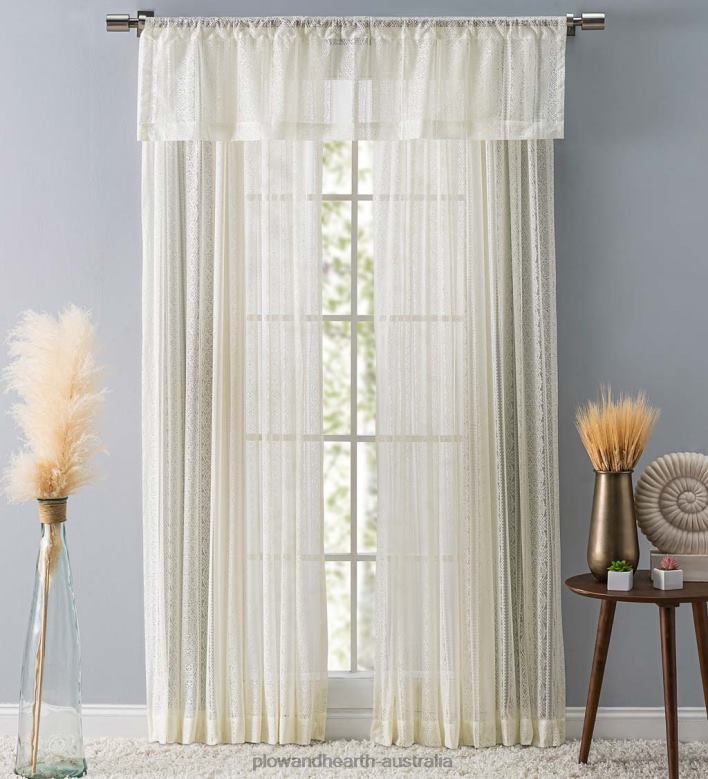 Plow & Hearth Medallion Stripe Lace Curtains P22BD2615 Houseware