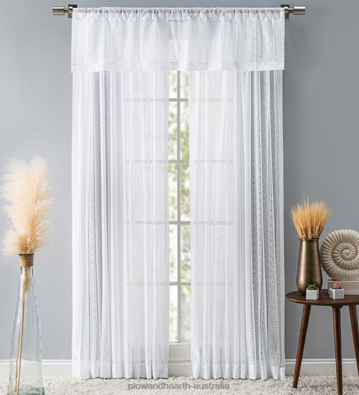 Plow & Hearth Medallion Stripe Lace Curtains P22BD2615 Houseware