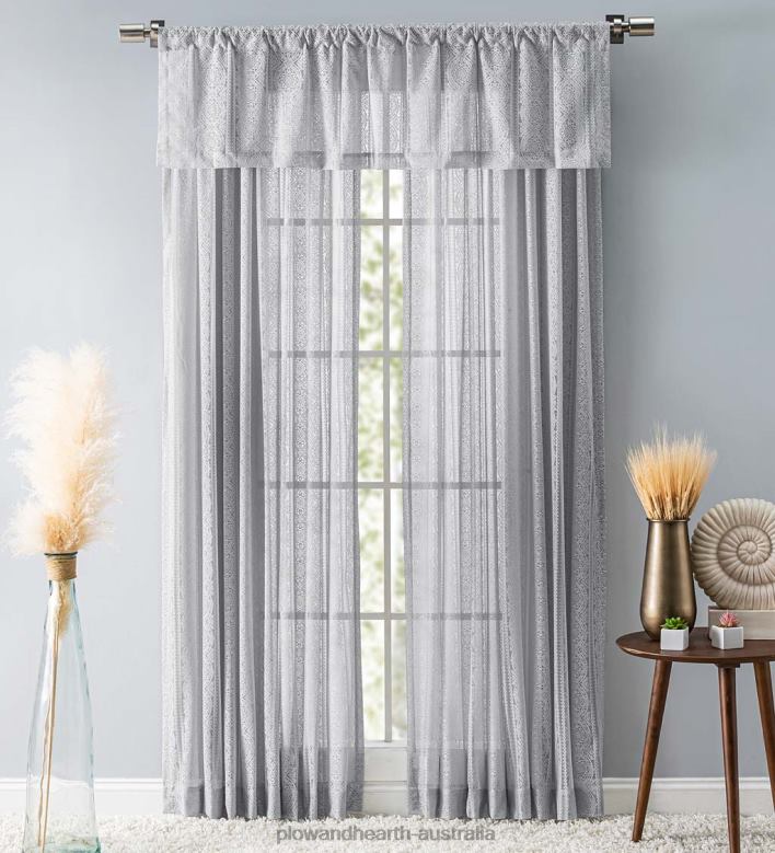 Plow & Hearth Medallion Stripe Lace Curtains P22BD2615 Houseware