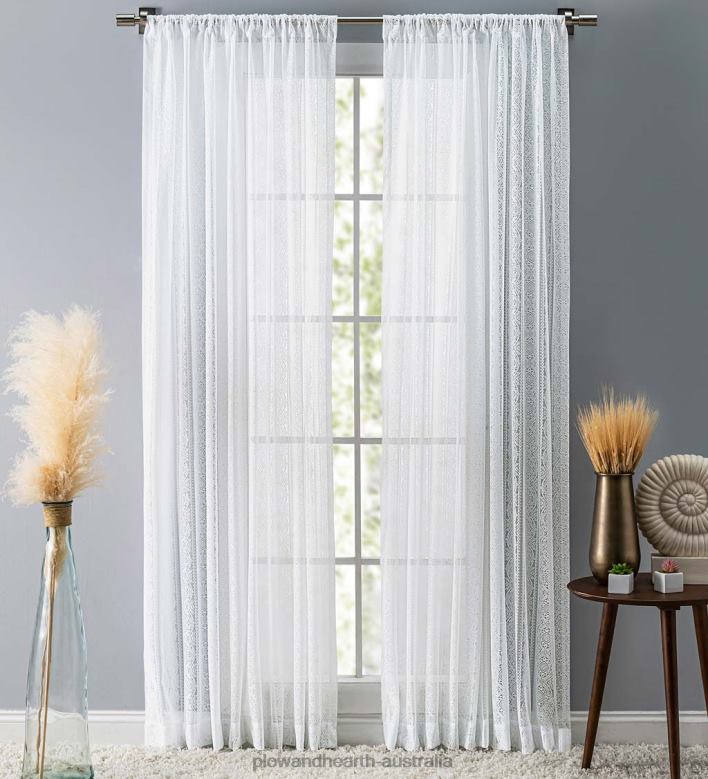 Plow & Hearth Medallion Stripe Lace Curtains P22BD2615 Houseware