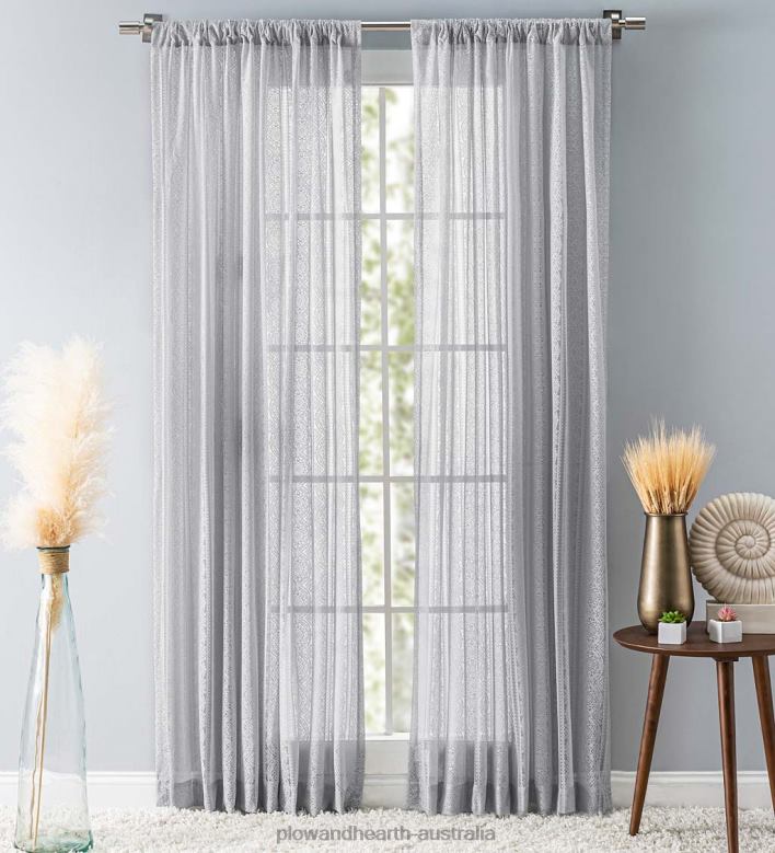 Plow & Hearth Medallion Stripe Lace Curtains P22BD2615 Houseware