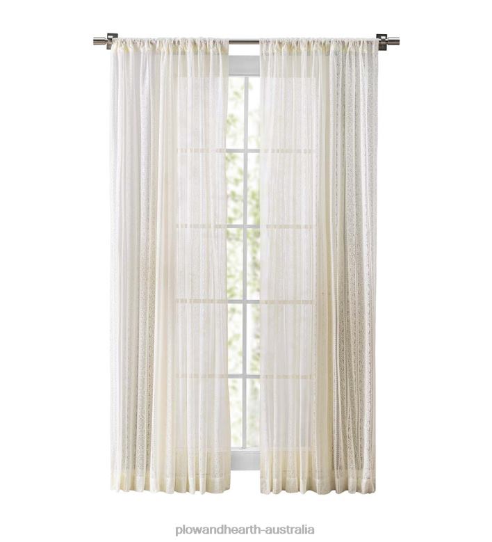Plow & Hearth Medallion Stripe Lace Curtains P22BD2615 Houseware